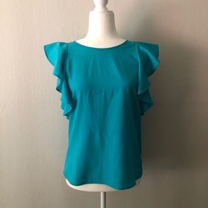 Beautiful Turquoise Flared-Sleeve Blouse